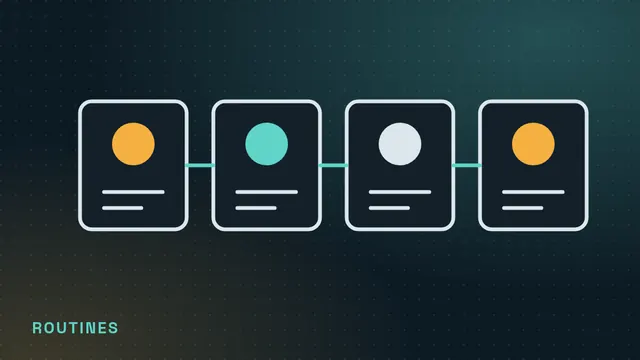 Line illustration of four routine cards linked in a row