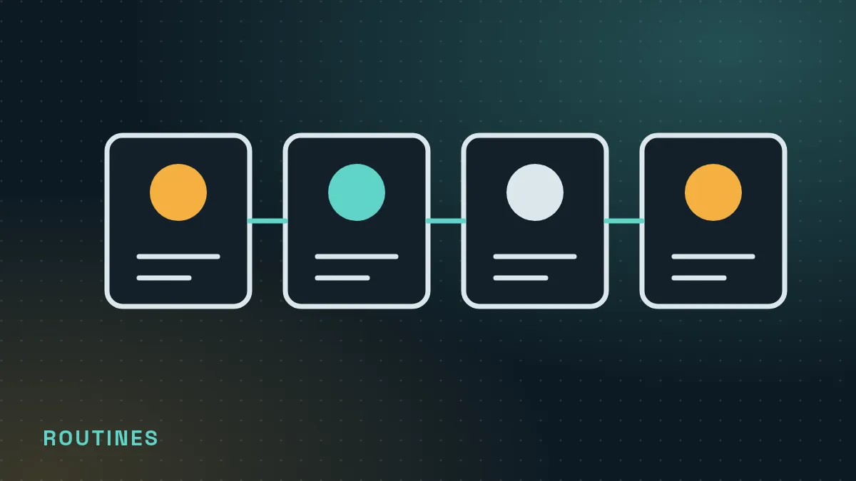 Line illustration of four routine cards linked in a row